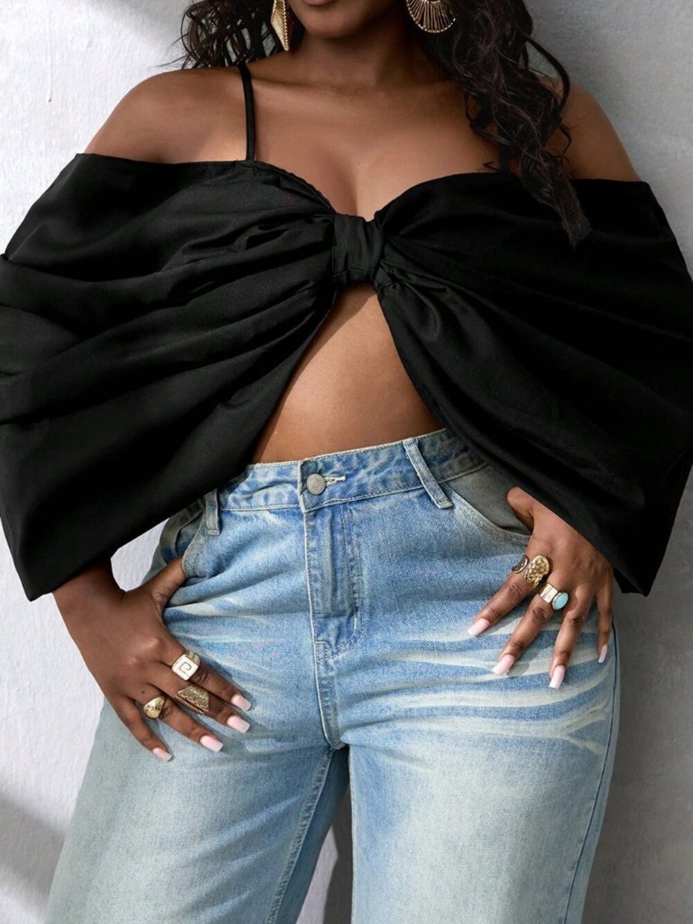Black Sexy Women's Design 3d Bow Cropped Rave Camisole Top Night - Picture 3 of 8